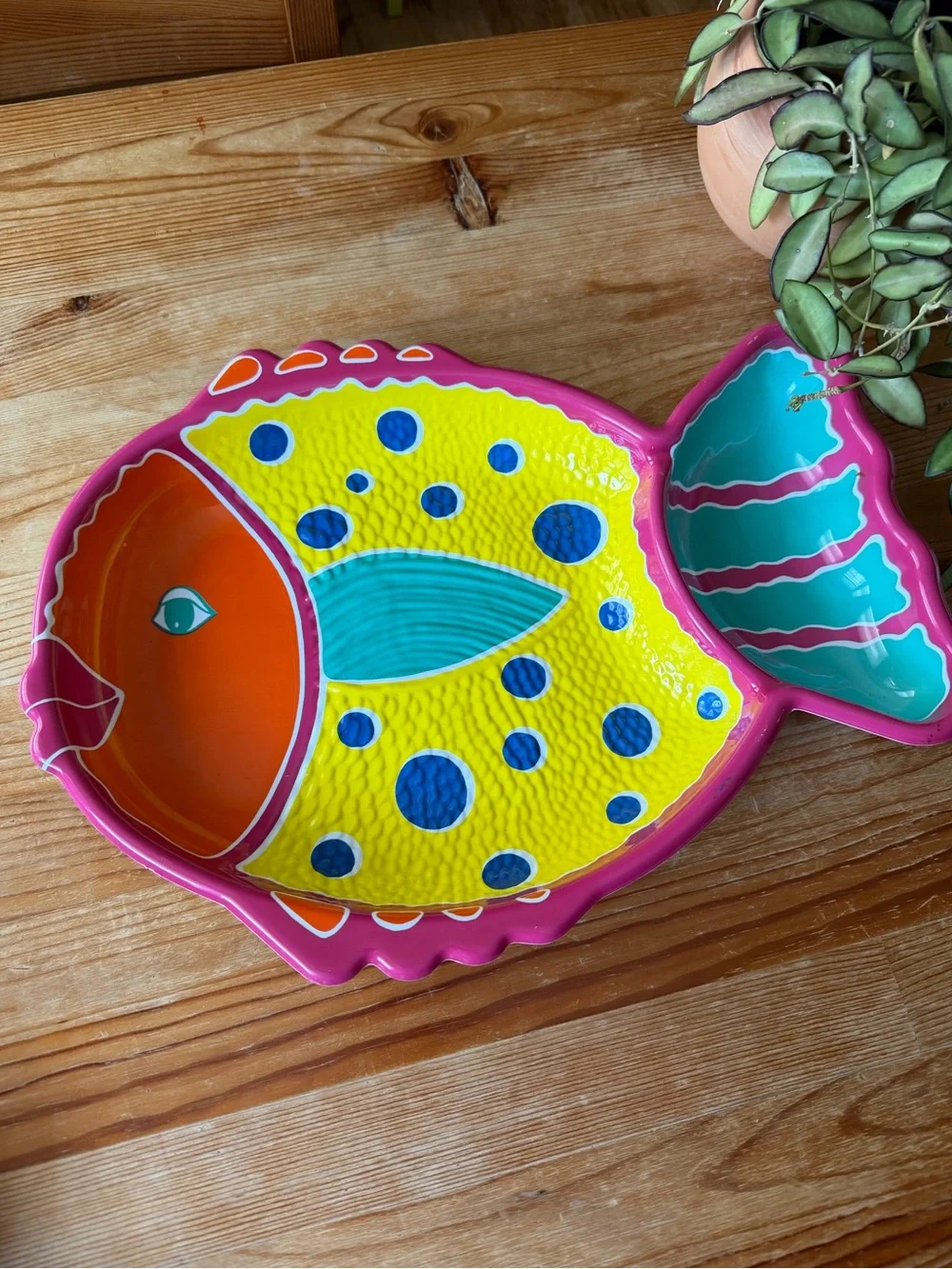 Vintage Colorful Fish-Shaped Serving Dish